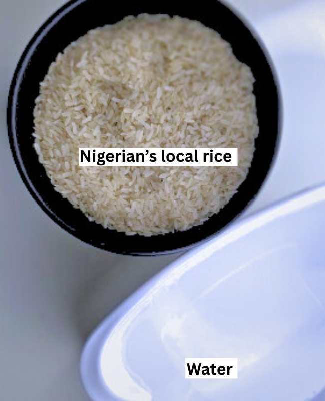 Ingredients needed to cook Nigerian's local white rice 