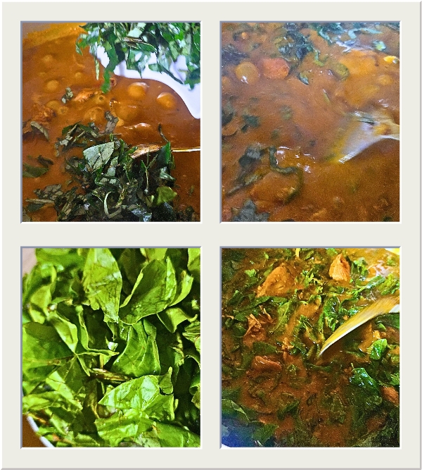Adding of vegetables on How To Make Oha Soup