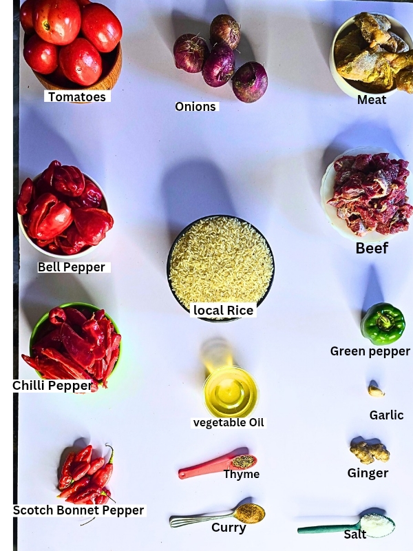 How to Make Party Jollof Rice Ingredients