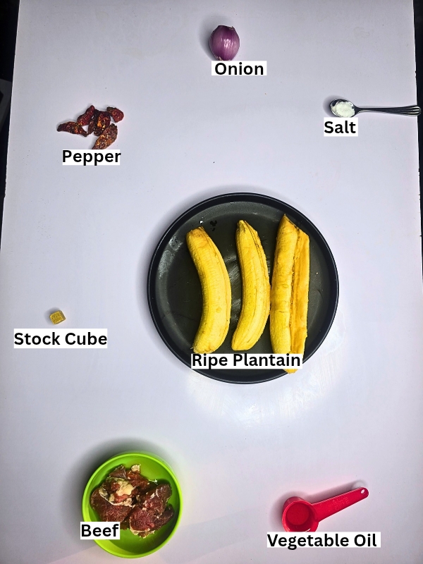 Plantain Boat Ingredients