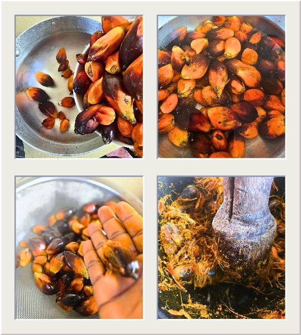 How to cook palm nuts and extract the juice