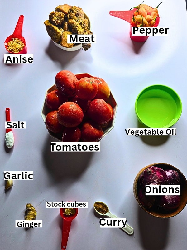 Spicy Tomato Stew Ingredients