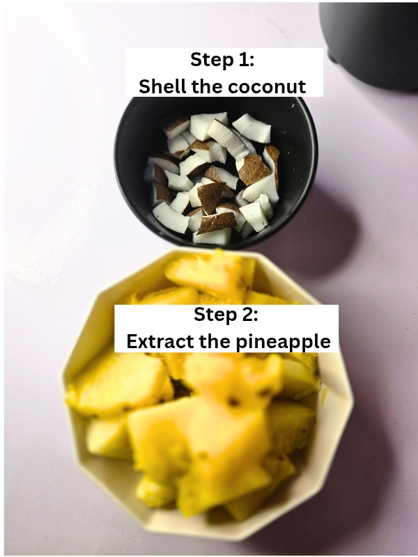 Step by step pineapple and coconut juice recipe