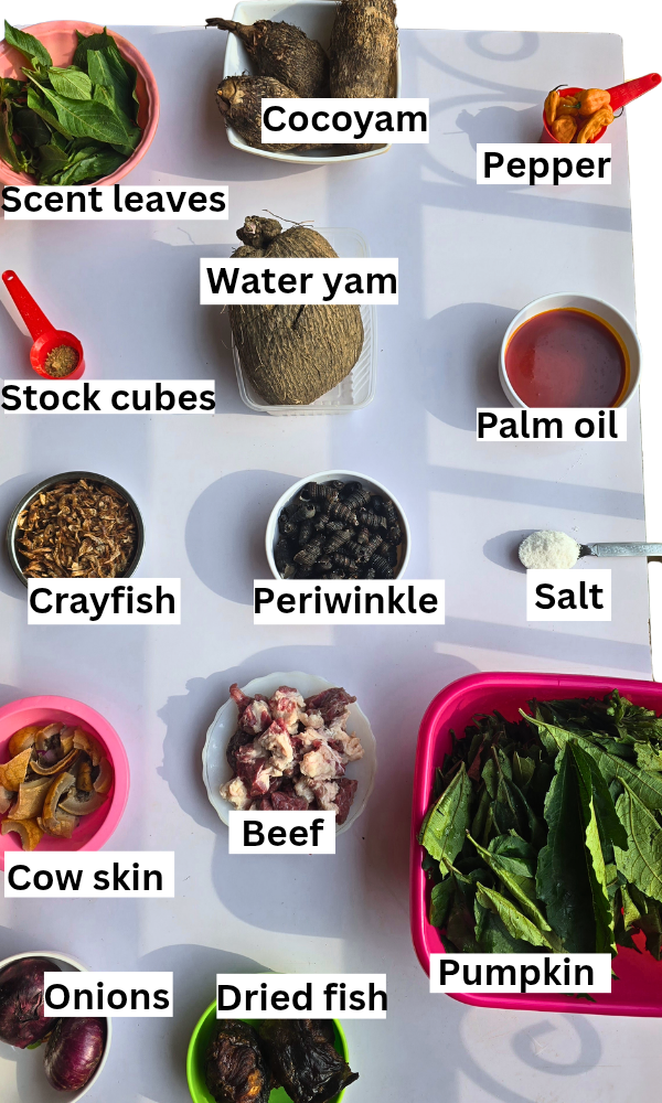 Ingredients for making Ekpang