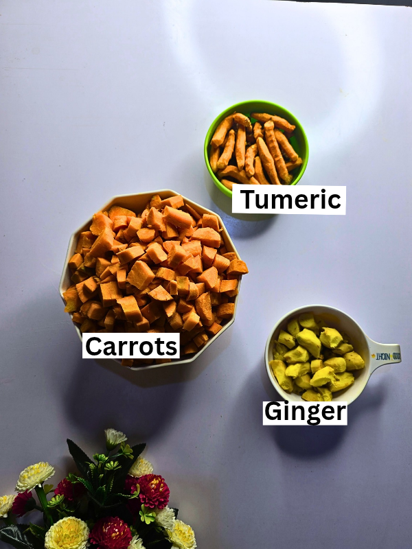 Ingredients for making ginger shots