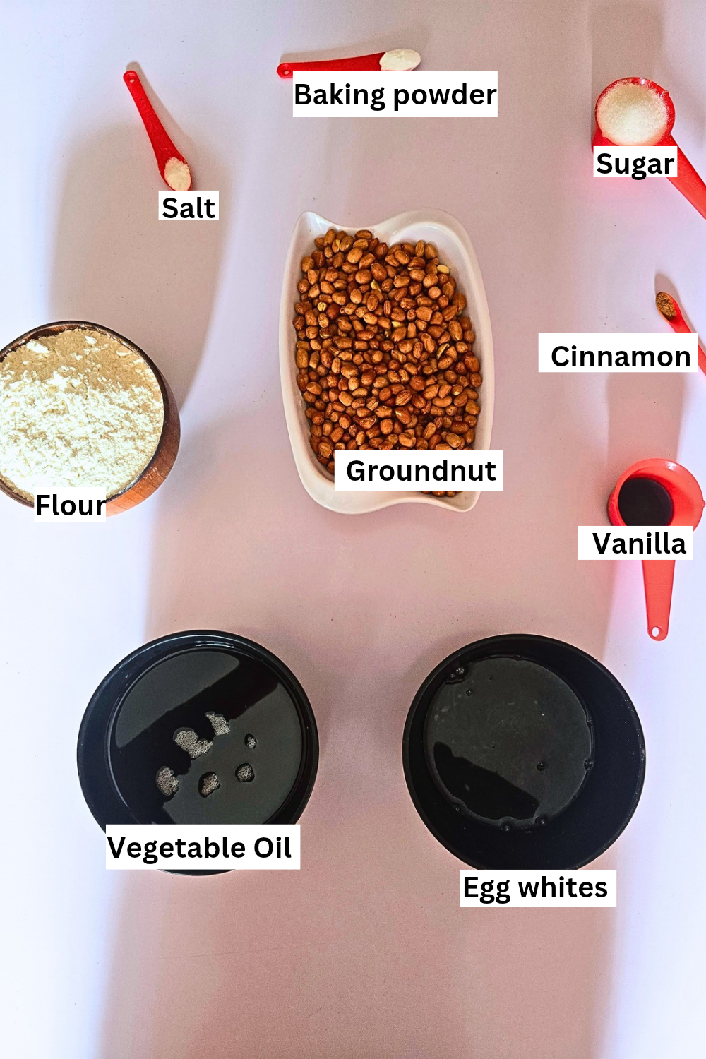 Ingredients for making peanuts 