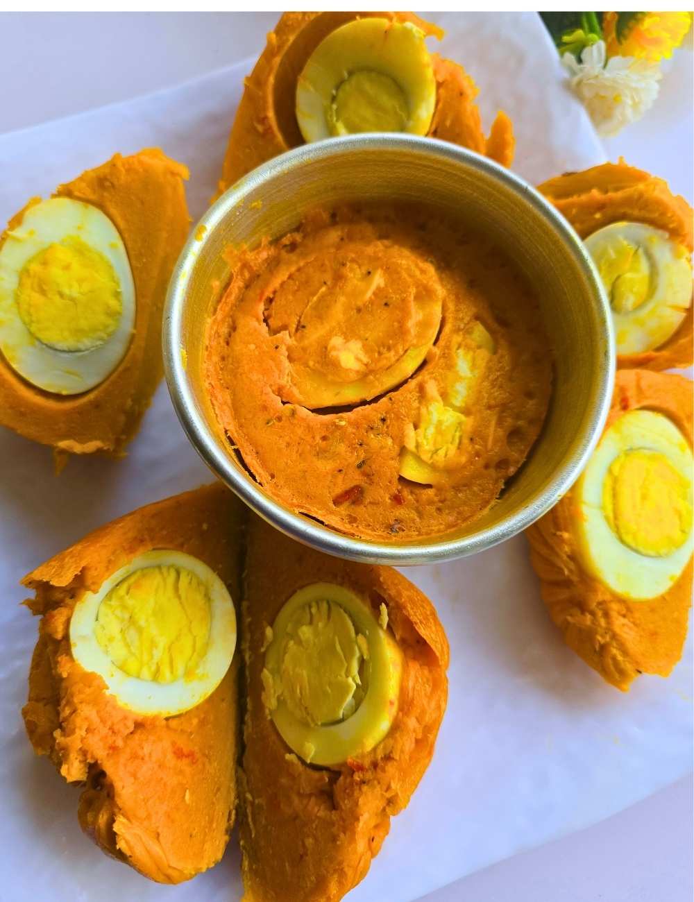 Nigerian okpa with boiled egg recipe