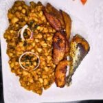 Garnished Beans with Fried Plantain
