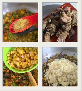 Adding the rice to the mixture