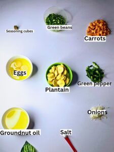 Ingredients for plantain Frittata